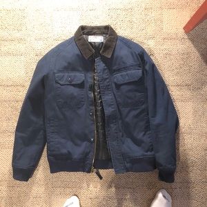 Navy blue zip up coat